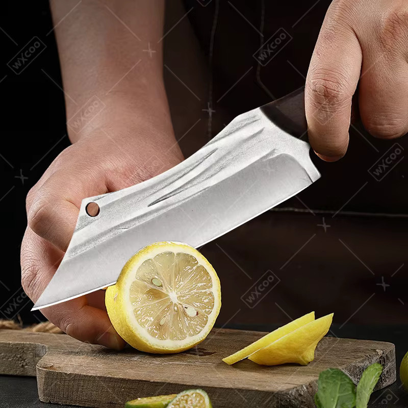 WXCOO Profi Küchenmesser aus geschmiedetem Edelstahl, 14 cm Abbeinmesser mit Schutzhülle, Silber - Bild 3