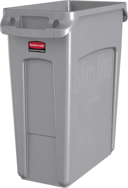 Rubbermaid Slim Jim Mülleimer mit Belüftungskanälen, 60 Liter, Grau, H x B x T: 63,5 x 27,9 x 55,8 cm - Bild 1