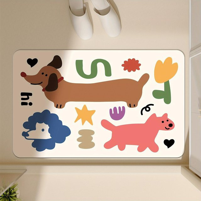 Niedrige Badezimmer Saugmatte von Yiran Furniture mit Cartoon-Tierdesign, schnelltrocknend und rutschfest, B/H: 60 x 40 cm, Mehrfarbig - Bild 1