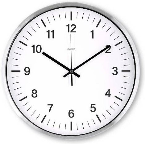 Hama Funkuhr Java Wanduhr Silber rund mit analogem Zifferblatt B/H: 35 x 35 cm - Bild 1