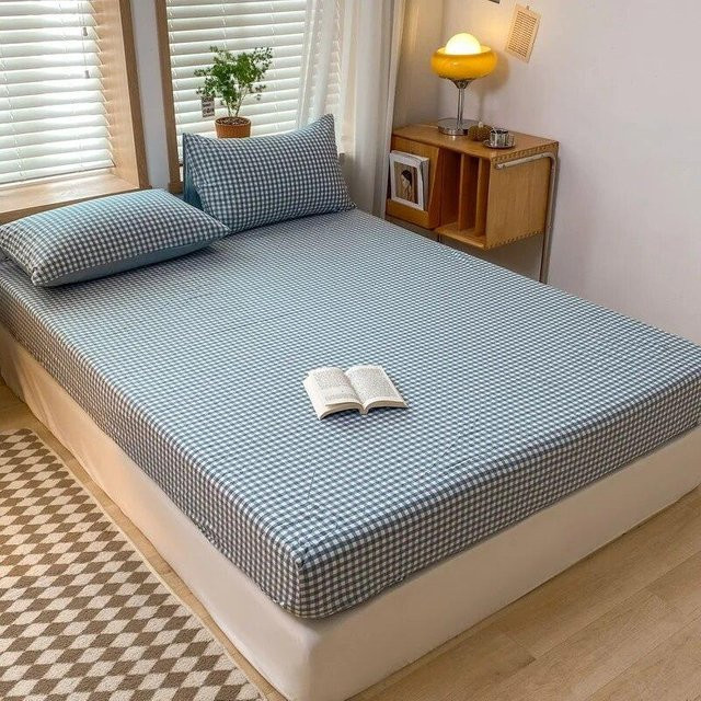 Yifulin Matratzenauflage aus Baumwolle und Latex in Blau, atmungsaktive Tagesdecke mit Latex-Polsterbezug, H x B x T: 25 x 150 x 200 cm - Bild 1