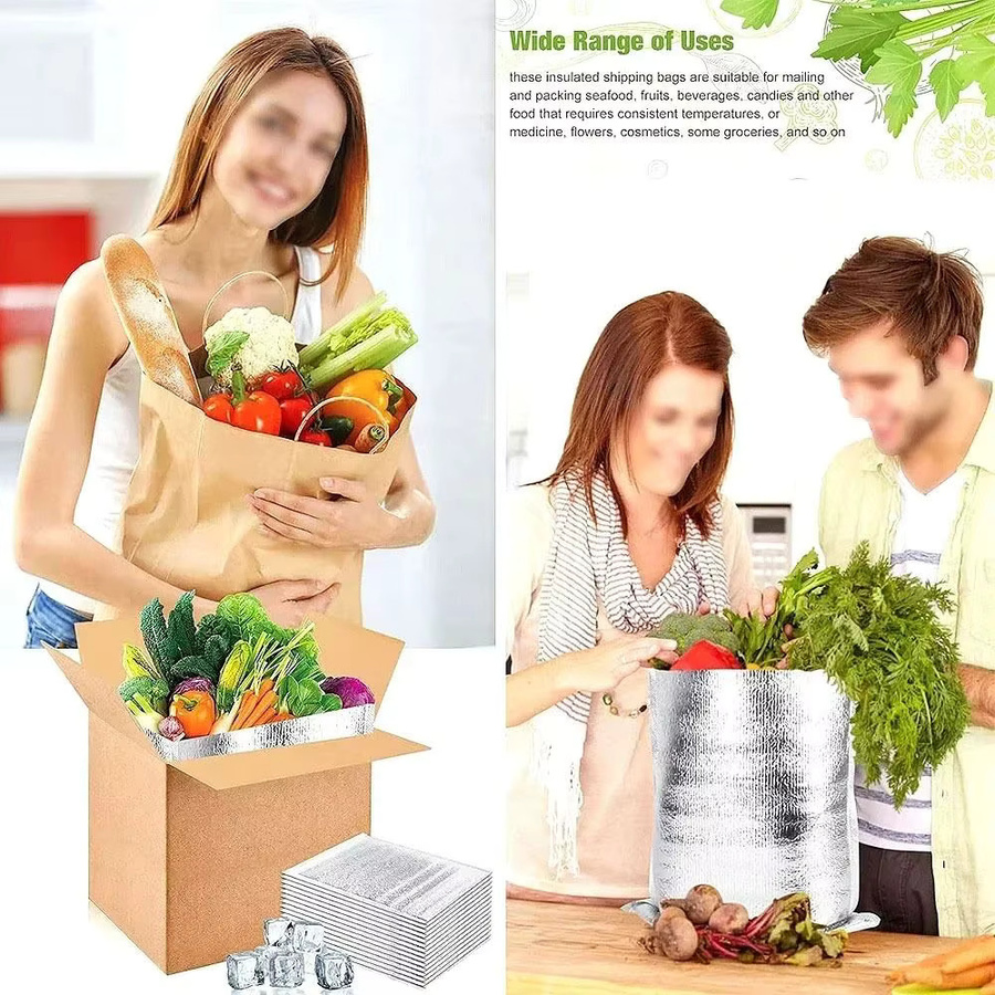 50er Paket Thermische Aluminium-Folientaschen in Silber zur Isolierung von Lebensmitteln und Getränken - Bild 2