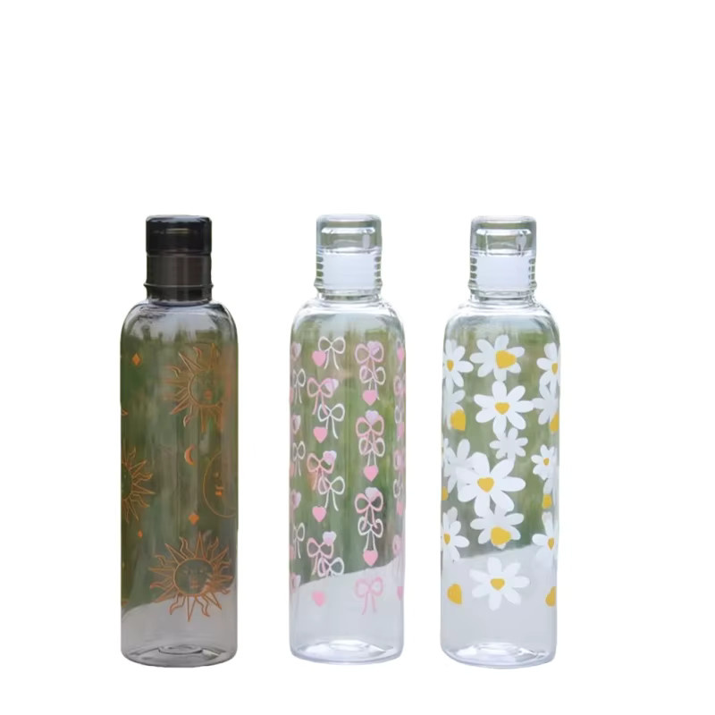 Fantia Motivations-Wasserflasche für Kinder mit floralem Print, Weiß-Transparent, 480 ml - Bild 3