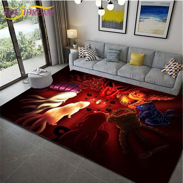 YunhengTechnology Naruto Anime Teppich, weiche und rutschfeste Bodenmatte aus Kunstfell für Wohnzimmer und Schlafzimmer, B/B: 120 x 160 cm, Mehrfarbig - Bild 1