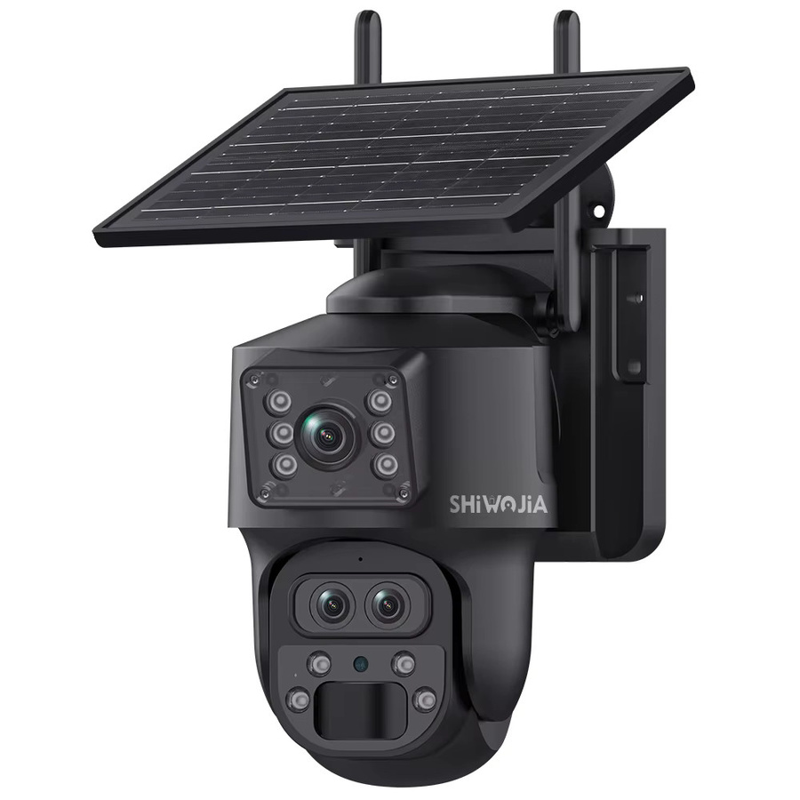 SHIWOJIA AI Solarkamera mit 12MP Auflösung, 15X Zoom, Drei-Linsen-Aufnahme, Dual-Bildschirm, Menschliche Auto-Verfolgung und Farbnachtsicht in Schwarz (4G SIM/WIFI) - Bild 7