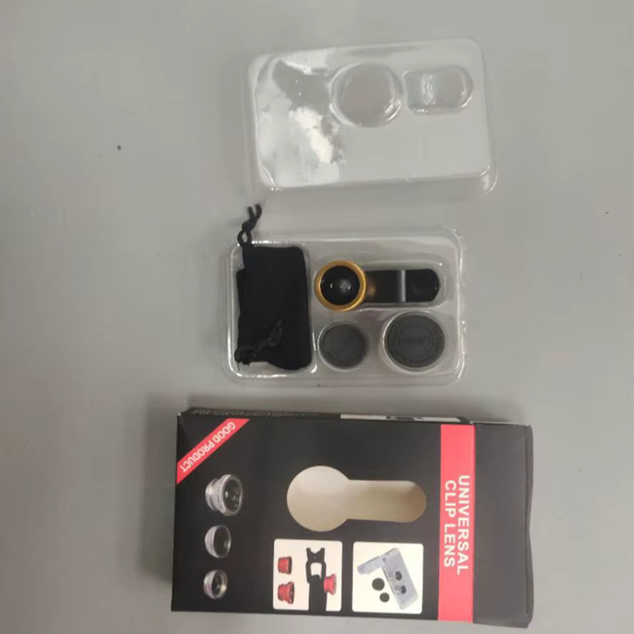 Universal 3-in-1 Clip-On Handy-Objektiv-Kit mit Fishing Eye, Makro und Weitwinkel in Gold - Bild 2