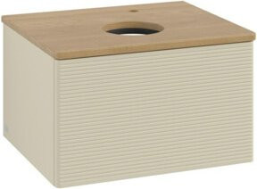 V&B Waschtischunterschrank Antao mit Frontstruktur in Eiche Honig und Grau lackiert, B/T/H: 60 x 50 x 36 cm - Bild 1