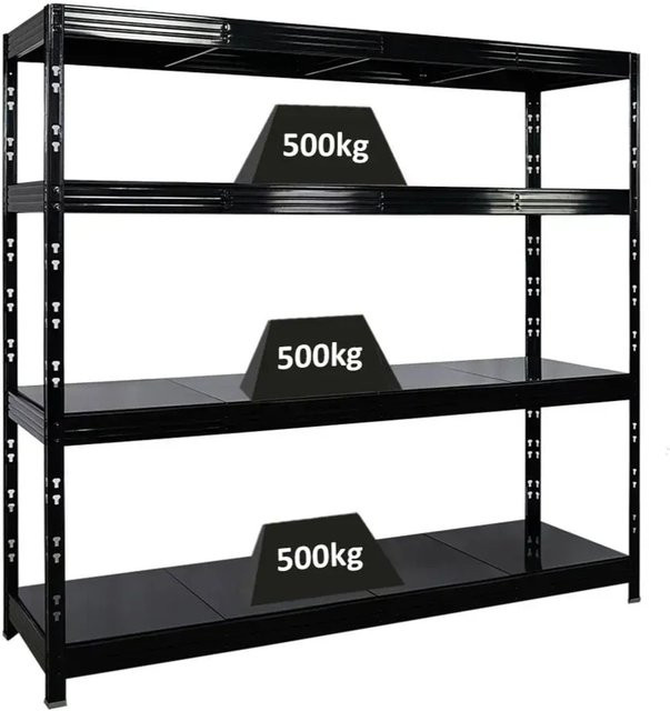 PROREGAL Rhino Profi Schwerlastregal mit 4 Stahlplatten-Ebenen, Schwarz, H x B x T: 180 x 200 x 60 cm - Bild 1