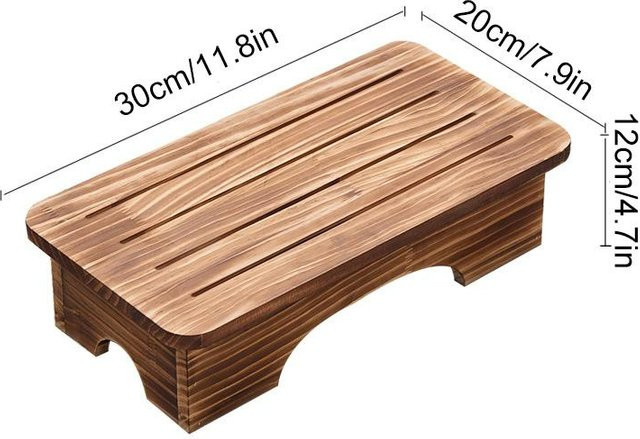 Rutschfester Holzhocker in Braun als niedriger Fußhocker für Wohnzimmer, Badezimmer oder Kinderzimmer - Bild 1