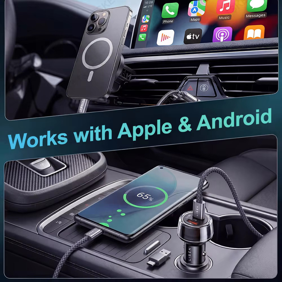 TPBUFF Auto-Ladegerät mit 30W USB-C QC 3.0 Schnellladegerät für iOS und Android, Schwarz - Bild 4