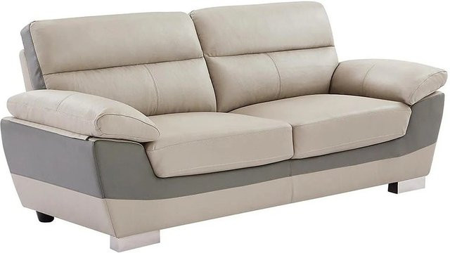 Vente-unique Sofa Francesca in Taupe mit Lederbezug, Breite: 210 cm - Bild 1