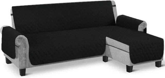 Wasserdichter Ecksofabezug in L-Form für dein Wohnzimmer, gesteppter Couchbezug in Schwarz, Universal Überwurf zum Sofaschutz - Bild 1