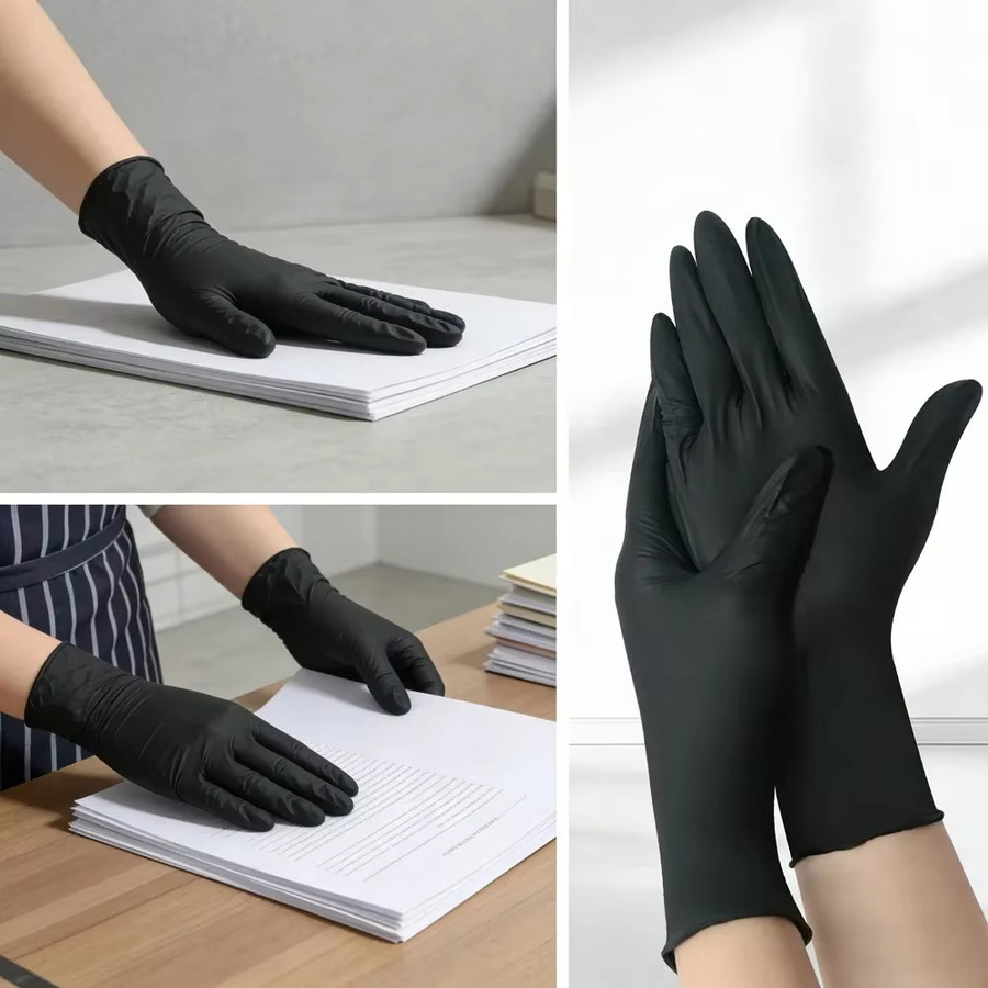 VTMANMNS Einweghandschuhe aus Nitril-PVC in Schwarz, wasserdicht und rutschfest für Hausarbeit, Gartenarbeit und Reinigung - Bild 5