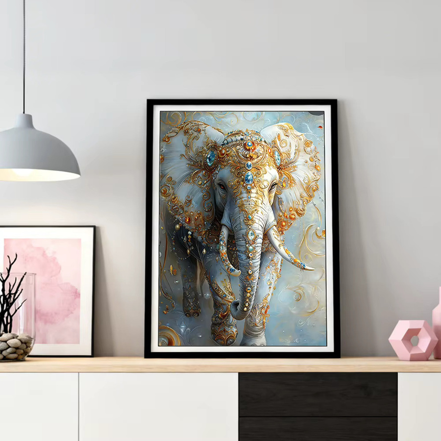 HUACAN Diamantmalerei Komplettset Elefant, 5D Diamantmosaik in Mehrfarbig, Rund, Durchmesser: 30,0 cm - Bild 3