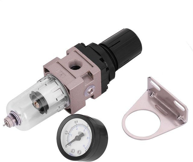 AW200002 Luftquellen-Behandlungseinheit mit pneumatischem Regler und Öl-Wasser-Separator aus Aluminium in Silber und Transparent - Bild 1
