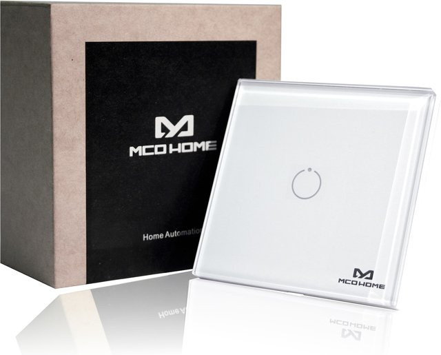 MCO Home Glas Wandschalter mit 1 Taste in Weiß (Z-Wave Touch Switch) - Bild 1