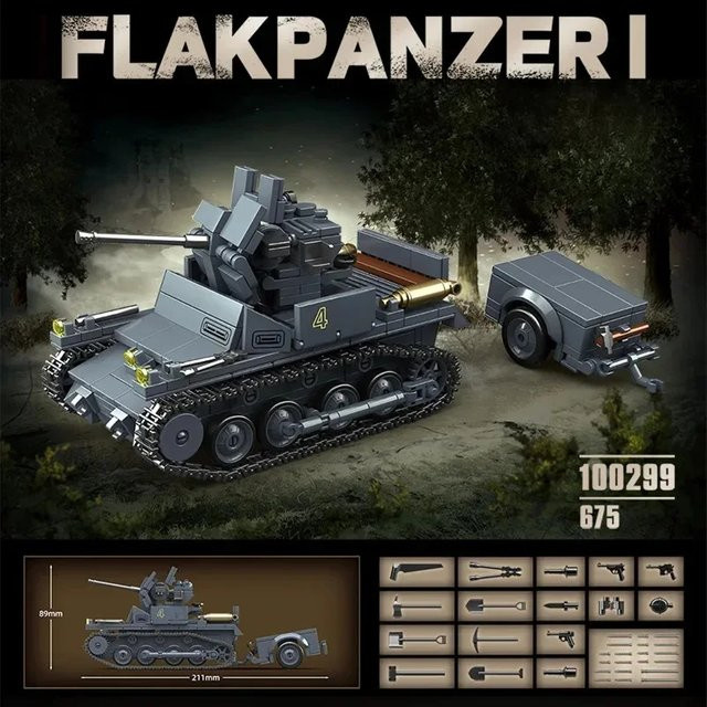 XMWL Flakpanzer I Nr. 1 Flugabwehrpanzer-Serie, Panzermodell, Baustein-Spielzeug - Bild 1