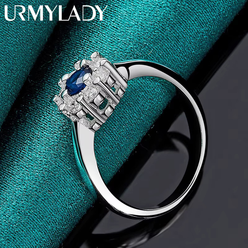 URMYLADY Ring, 925 Silber, Blauer Zirkonia, Damen - Bild 2