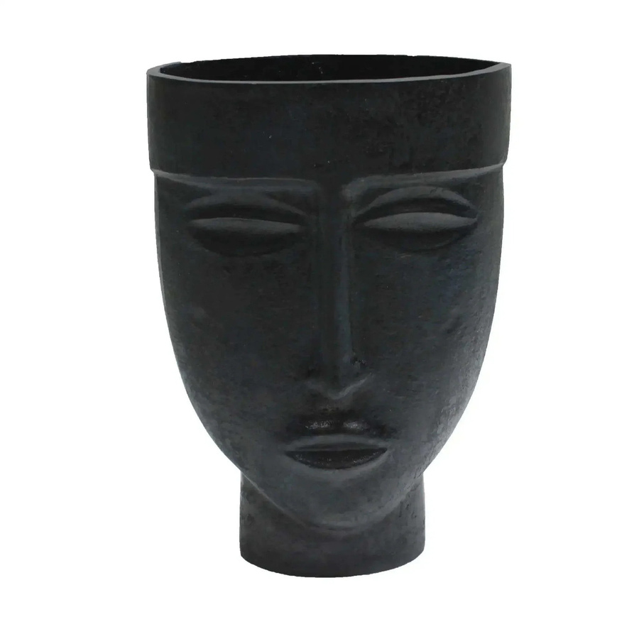 House of Nature Vase Hinton in Schwarz mit abstraktem Gesicht und modernem Design aus Metall, Höhe: 29 cm - Bild 1