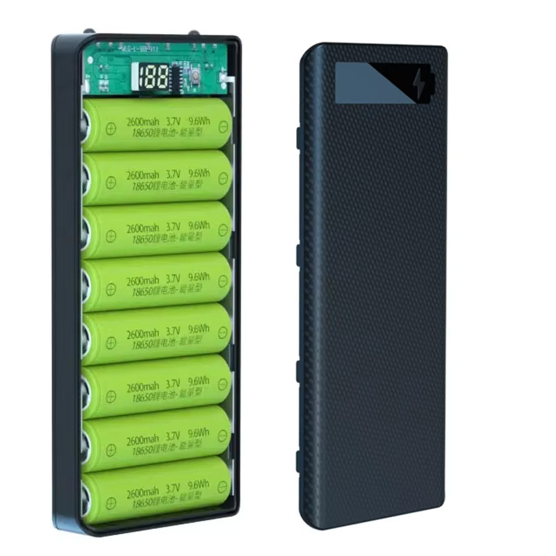 VORTNGLE DIY Powerbank Gehäuse für 10 oder 8 18650 Batterien mit Dual USB-Anschlüssen und Micro Type-C in Weiß - Bild 4