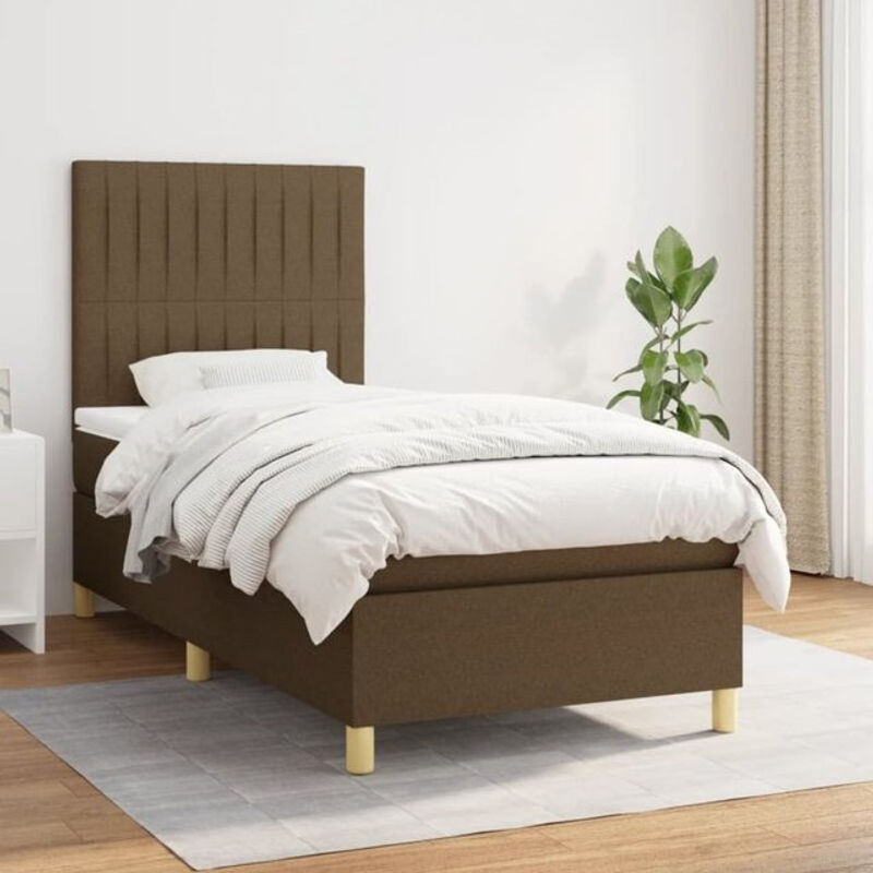 vidaxl Boxspringbett mit Matratze aus Stoff in Braun, B/T/H: 90 x 200 x 118 cm - Bild 1