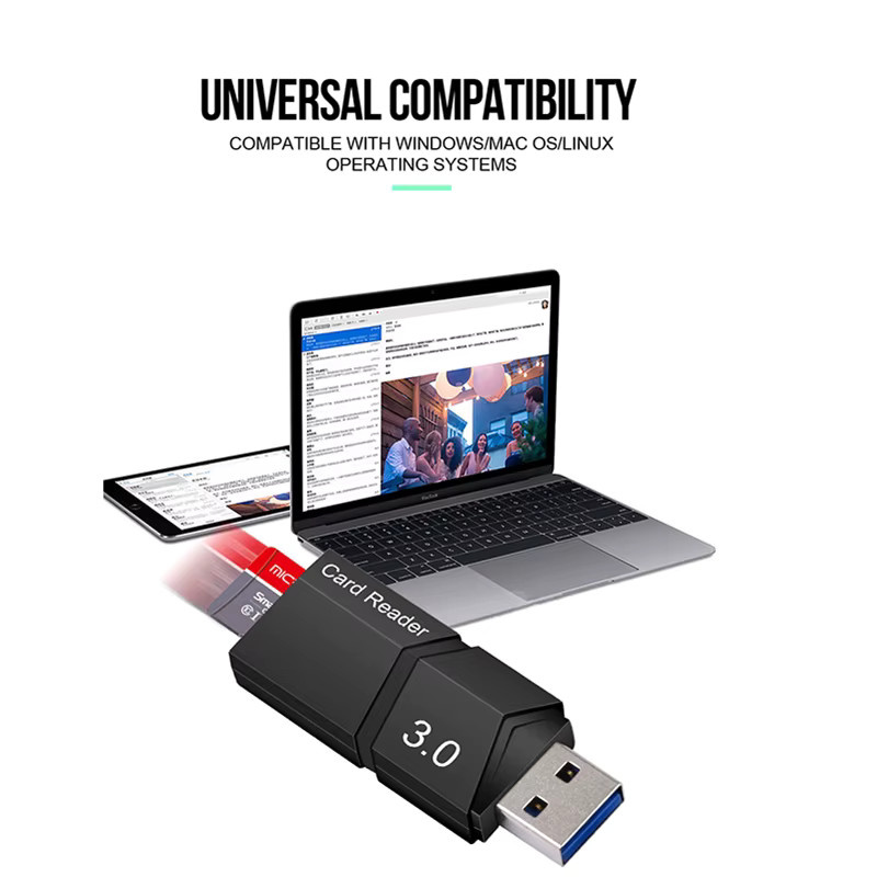JONSNOW USB 3.0 Micro-SD Kartenleser in Schwarz für Computer und Laptop - Bild 2