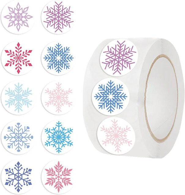 LanLanStickersWorld Cartoon-Schneeflocken-Rollenaufkleber aus PVC in Multicolour, 500 Stück pro Rolle - Bild 1