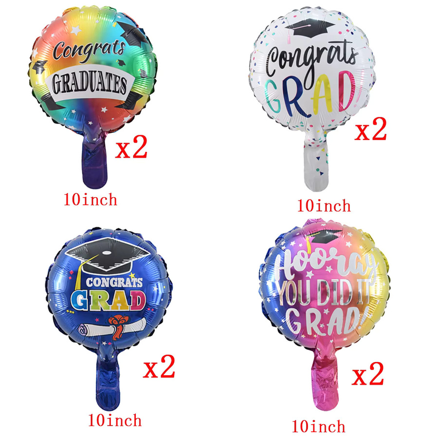 8 Stück Runde Folienballons Congrats Grad in Mehrfarbig für deine Abschlussfeier-Dekoration - Bild 4