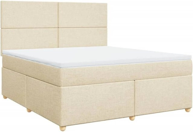 vidaXL Boxspringbett mit Matratze Hybrid-Design in Creme, B/T: 180 x 200 cm - Bild 1