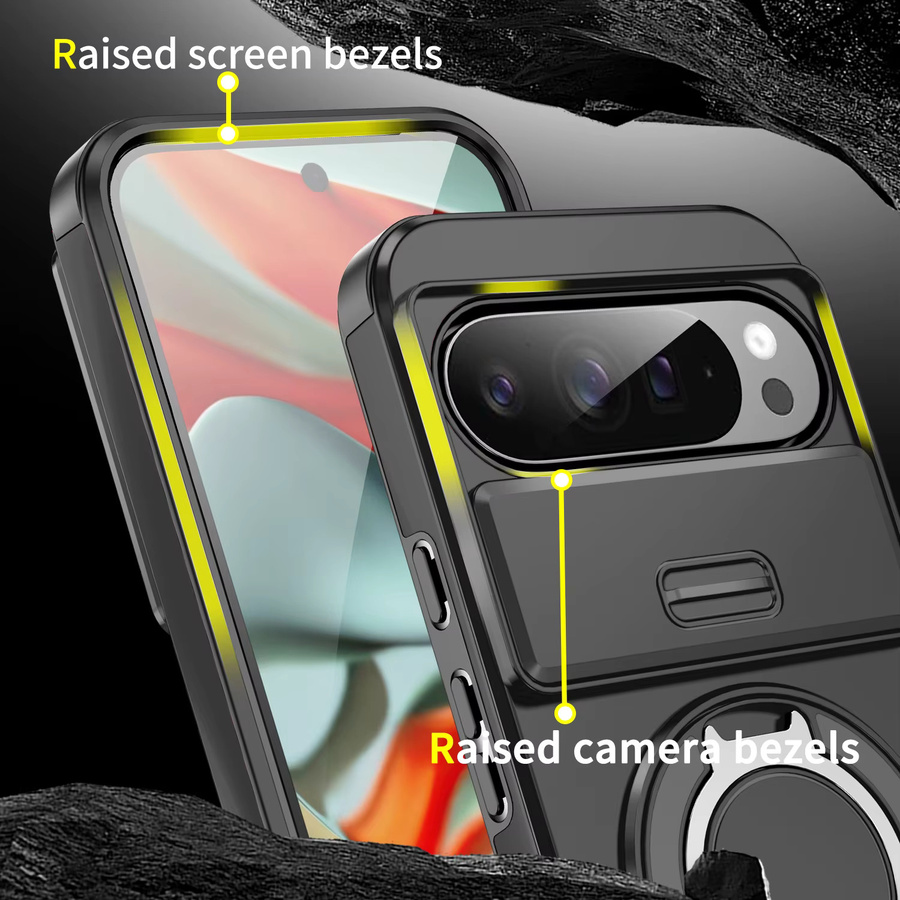 Magnetische Schutzhülle für Google Pixel 10 9 Pro XL 8 7 mit Schiebefenster in Pink und Black - Bild 4