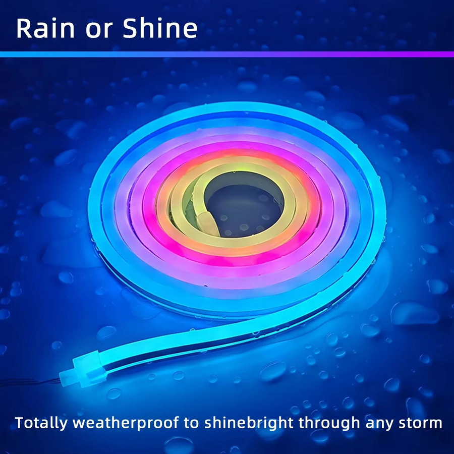 Saimili RGBIC Neon LED Streifenlicht, 1m bunt, USB 5V wasserdichtes Neon Flex Seil mit App Bluetooth WLAN Musiksynchronisation und Fernbedienung für Gaming-Raum und Party Dekoration - Bild 2