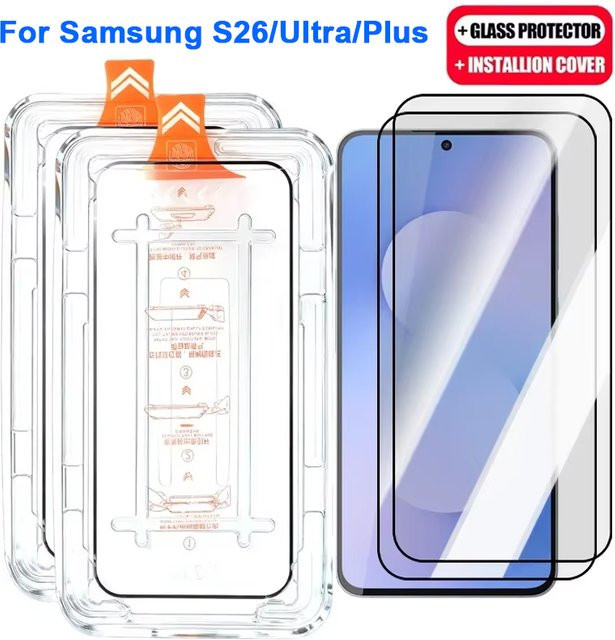 Displayschutzfolie aus gehärtetem Glas mit Privacy-Funktion für Samsung S26, S26 Plus und S26 Ultra, transparent, einfach zu installieren - Bild 1