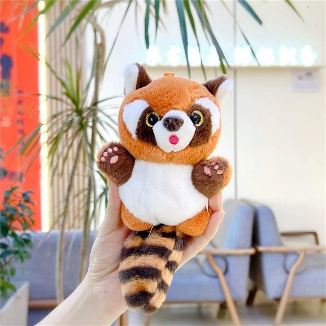 Roter Panda Plüschtier, Waschbär Puppe, Schlüsselanhänger, Rot, Braun - Bild 1