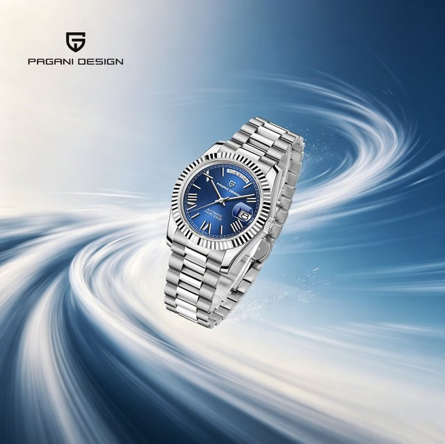 PAGANI DESIGN Taucheruhr, Edelstahl, Blau, Saphirglas, Herren - Bild 1