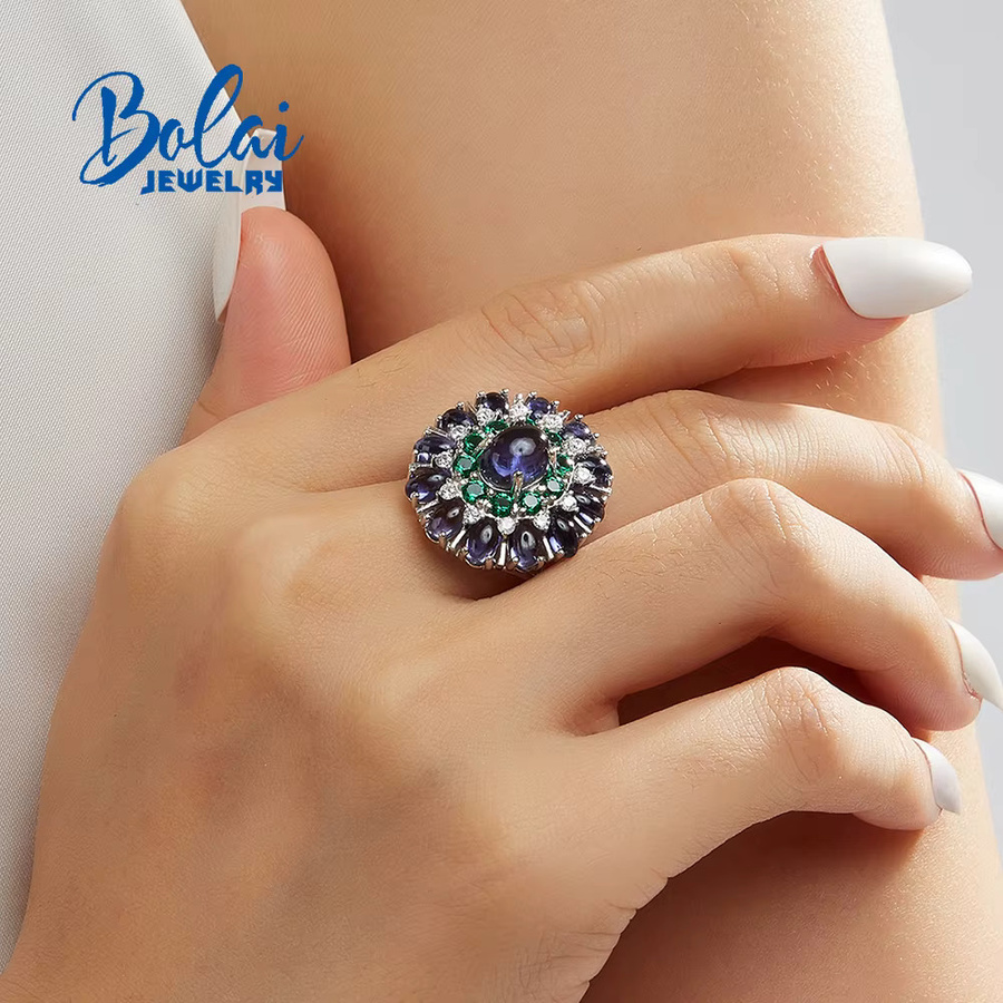 Bolaijewelry Ring 925 Silber, Iolith, Zirkonia, Damen - Bild 2
