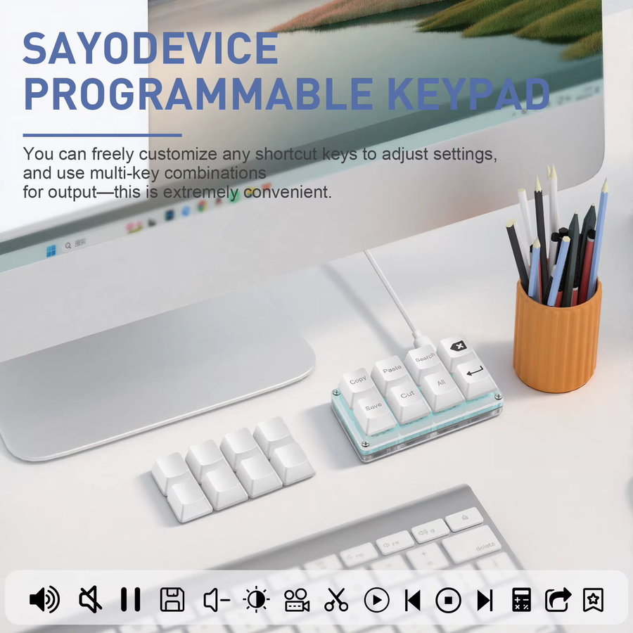 SAYODEVICE 8-Tasten Mini-Shortcut-Tastatur als mechanisches Makro-Keypad mit Hot-Swap-Funktion für Büro und Gaming in Schwarz oder Weiß - Bild 3