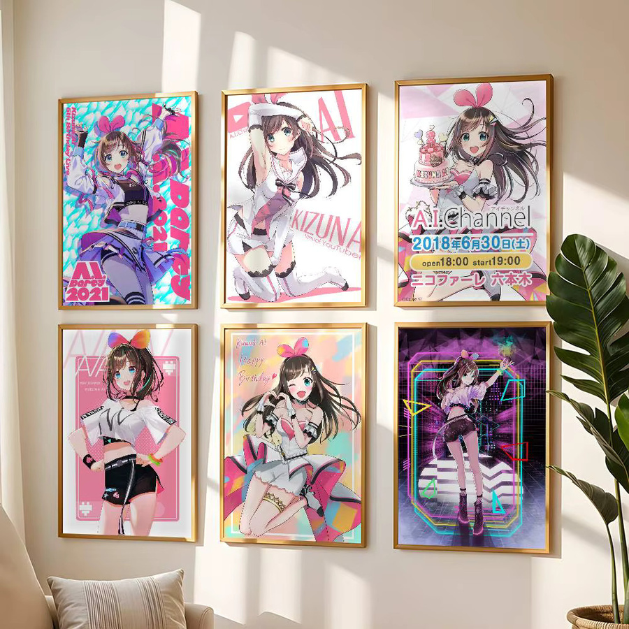 Kizuna AI Poster Hochwertiger Wasserdichter Wandkunstaufkleber Multicolour - Bild 2