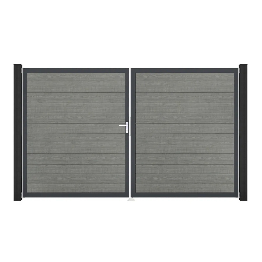GroJa Tor Basicline Schmal 2-flügelig Grey Ash Cut DIN Links B: 306 cm, H: 180 cm - Bild 2