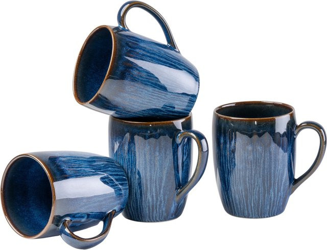 Gipfelstück Kaffeebecher-Set Eisfall aus Steinzeug in Blau und Weiß, 300 ml pro Becher - Bild 1