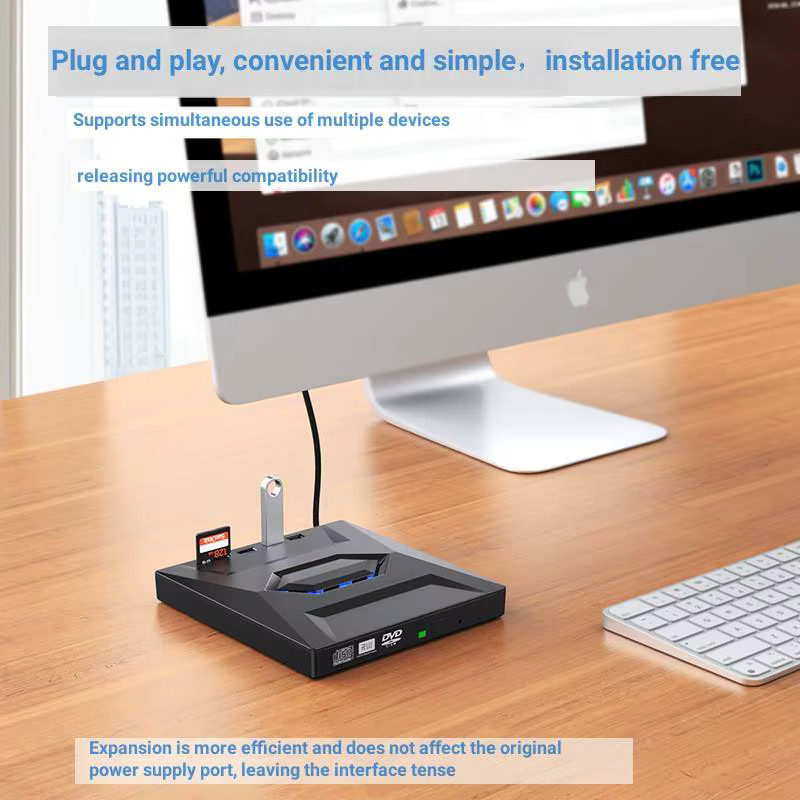 Externes USB 3.0 Typ C CD-DVD-RW Laufwerk DVD-Brenner und DVD-Schreiber in Schwarz für Laptop und Notebook - Bild 2