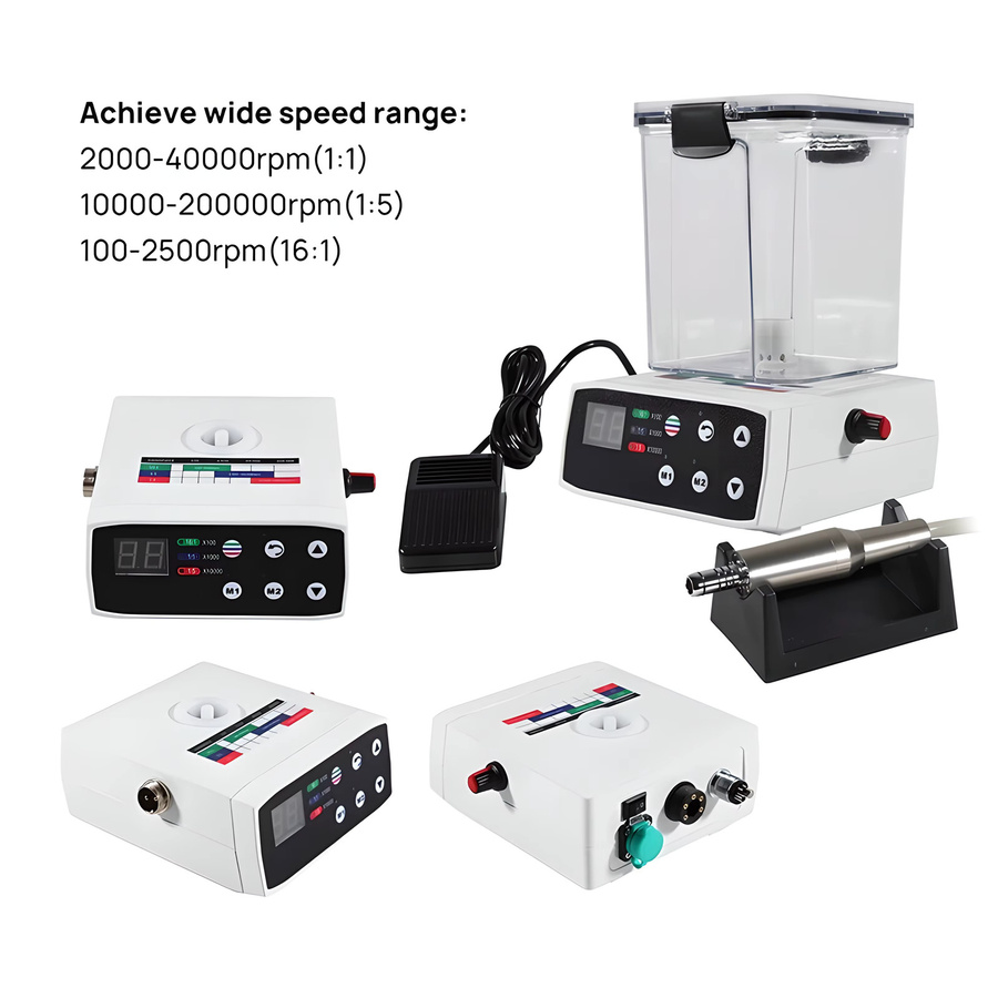 Hexion 2-in-1 Dental LED Bürstenloser Elektromikromotor mit Wassertank und Winkelstücken 1:1/1:5/16:1 für Zahnarzt-Training und Klinik - Bild 2
