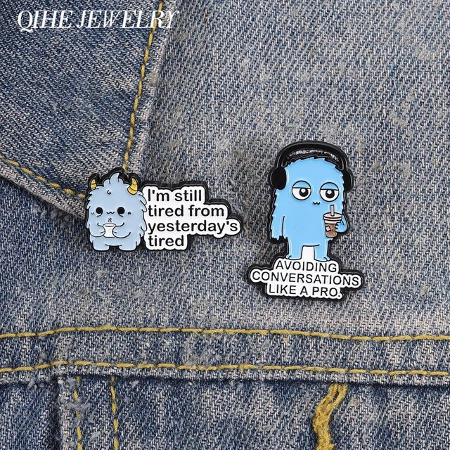 QIHE JEWELRY Emaille-Pin, Cartoon-Monster, Bunt, Verspielt - Bild 1