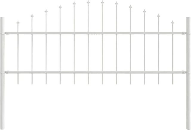 vidaXL Gartenzaun aus pulverbeschichtetem Stahl in Weiß, Breite: 1020 cm, Höhe: 75 cm - Bild 1