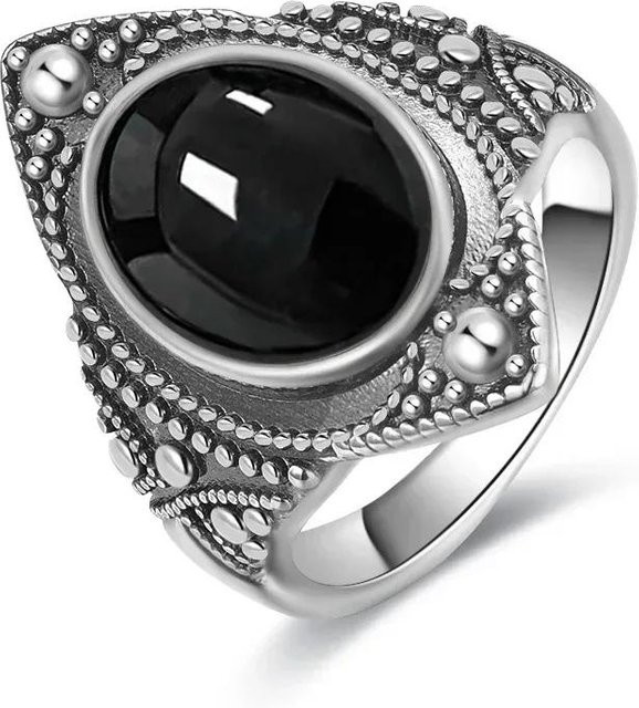 Ring 925 Silber, Schwarzer Onyx, Unisex - Bild 1