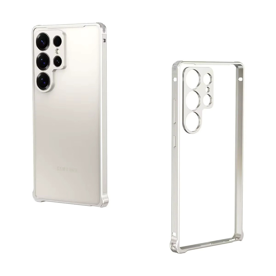 Stoßfeste Aluminium Metall Bumper Schutzhülle für Samsung Galaxy S25 Ultra Plus, S24, A56, A36 5G in Schwarz mit Objektivabdeckung und Wärmeableitung - Bild 4