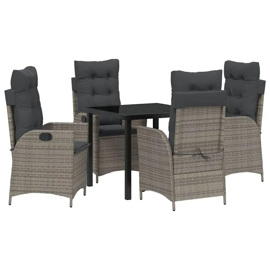 vidaXL Garten Essgruppe 5-teilig aus Poly-Rattan und Glas in Grau - Bild 2