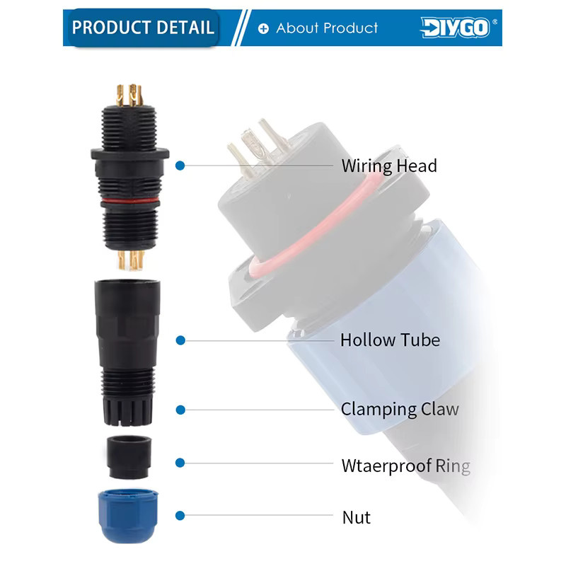 DIY GO Stecker und Buchse Typ SP16-2 quadratische Luftfahrt-Steckdose als elektrischer Kabel-Stoßklemmenblock in den Ausführungen 3, 4, 5, 6, 7 oder 9-polig - Bild 2
