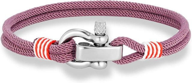 Armband Edelstahl, geflochtenes Seil, Mini Hufeisen-Schäkel, Silber, Unisex, 20-21 cm - Bild 1