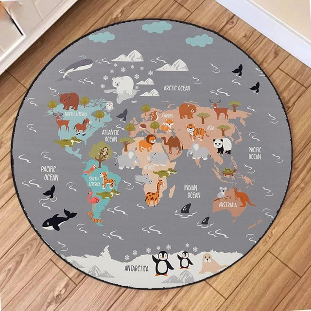 Lodestar Kinder Weltkarte Teppichmatte, Rund, Mehrfarbig, Durchmesser: 80 cm - Bild 1