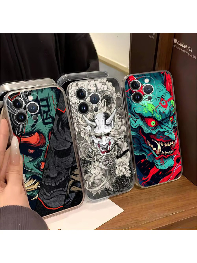 Japan Ghost Face Samurai Handyhülle für Apple iPhone 15 14 13 12 11 Pro Max Mini SE XR XS X 8 7 6s Plus in Multicolour - Bild 3